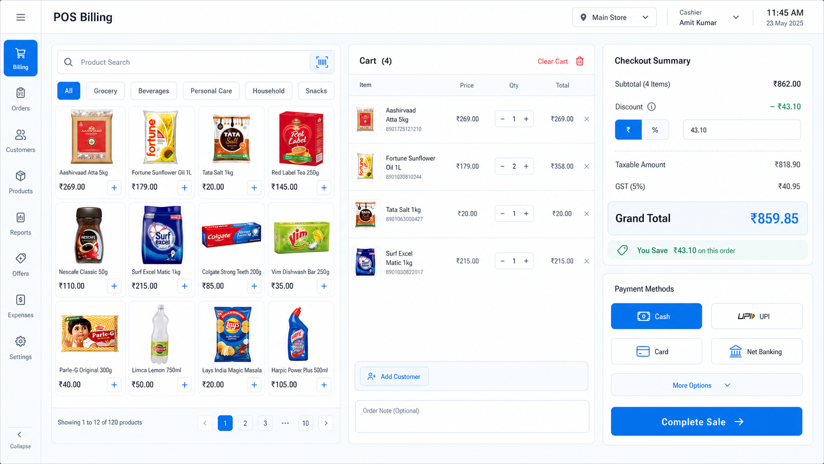 Retailer Pro POS billing screenshot